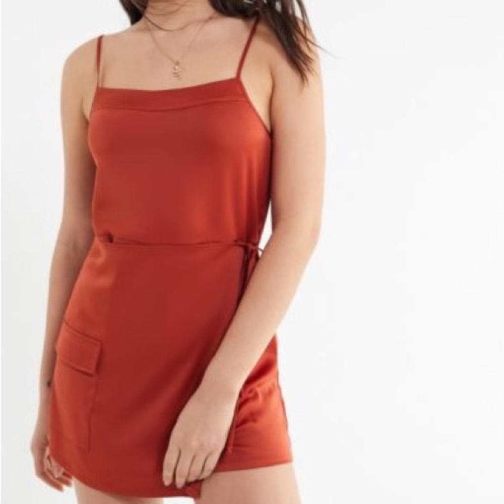 Urban Outfitters Rust Orange Slip Romper